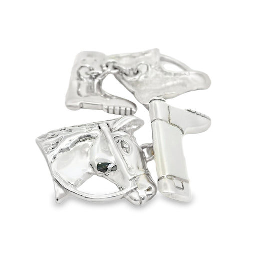 Silver Horse & Riding Boot Chain Cufflinks