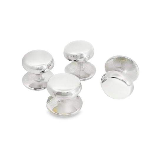 Silver Set of Four Plain Dress Studs