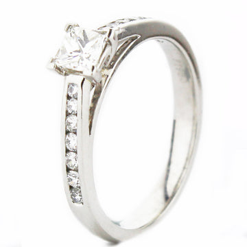 Platinum & Diamond 0.66ct Princess Cut Diamond Shoulders Solitaire Ring