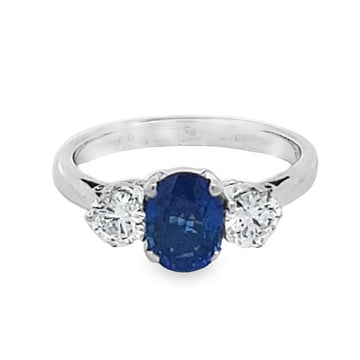 18ct White Gold Sapphire & Diamond 1.99ct Trilogy Ring