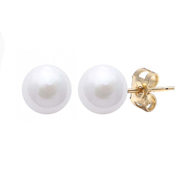 9ct Yellow Gold 5-5.5Mm Cultured Akoya Pearl Stud Earrings