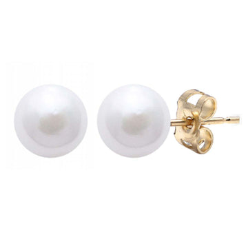 9ct Yellow Gold 6.5-7Mm Cultured Akoya Pearl Stud Earrings