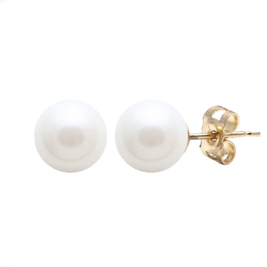 9ct Yellow Gold 7-7.5Mm Freshwater Pearl Stud Earrings