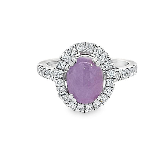 Platinum  Lavender Star Sapphire & Diamond Cluster Ring