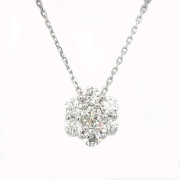 18ct White Gold 0.49ct Diamond Flower Cluster & Chain