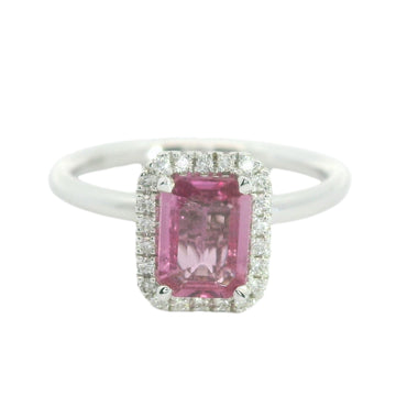 18ct White Gold Pink Sapphire & Diamond Halo Cluster Ring