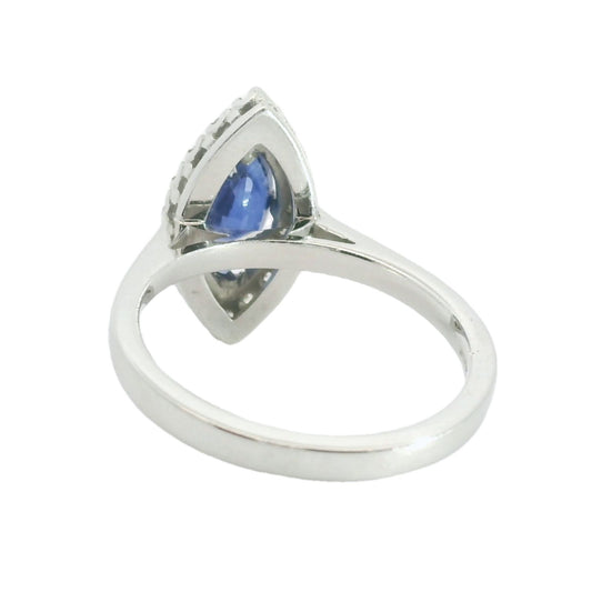 Platinum Sapphire And Diamond Marquise Shaped 1.77ct Cluster Ring