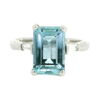 Platinum Aquamarine & Diamond Trilogy Ring