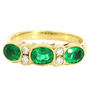 18ct Yellow Gold Art Deco Inspired Emerald & Diamond Eternity Ring