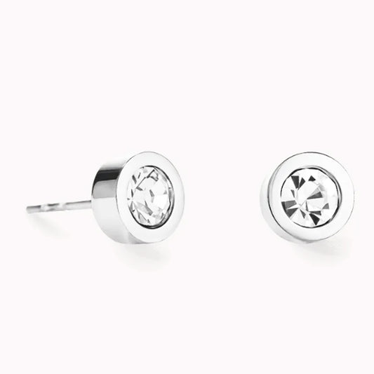 Coeur De Lion 5mm Sparkling Dot Silver-Crystal Stud Earrings 0227/21-1817