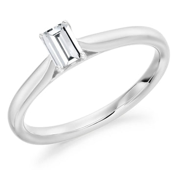 Platinum & Diamond 0.30ct Emerald Cut Solitaire Ring