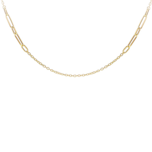 9ct Yellow Gold Long Open Link Station Chain 28'