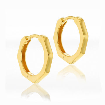 9ct Yellow Gold Hexagon Shaped Hoop Earrings