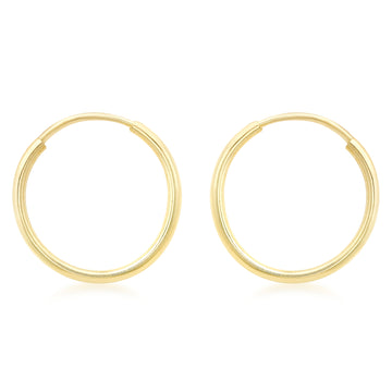 9ct Yellow Gold 18mm Plain Sleeper Hoop Earrings