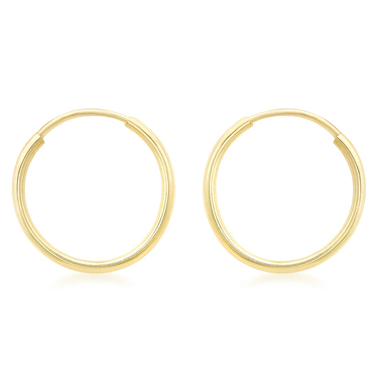 9ct Yellow Gold 18mm Plain Sleeper Hoop Earrings