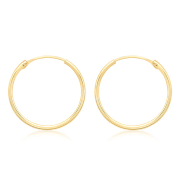 9ct Yellow Gold 18mm Plain Sleeper Hoop Earrings