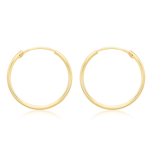 9ct Yellow Gold 18mm Plain Sleeper Hoop Earrings