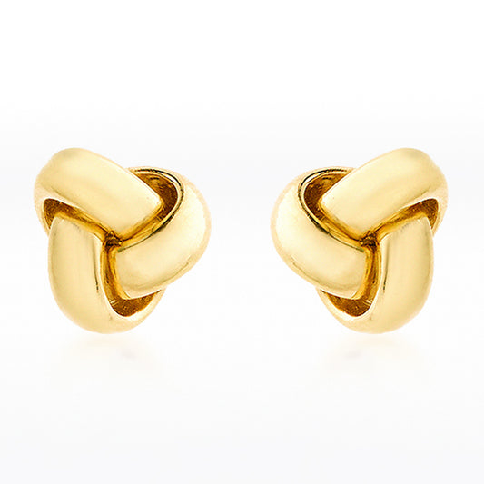 9ct Yellow Gold 7mm Triple Knot Stud Earrings