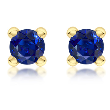 9ct Yellow Gold 4mm Dark Blue Cubic Stud Earrings