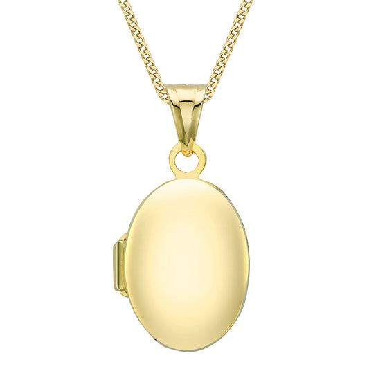 9ct Yellow Gold 12X24mm Plain Oval Locket