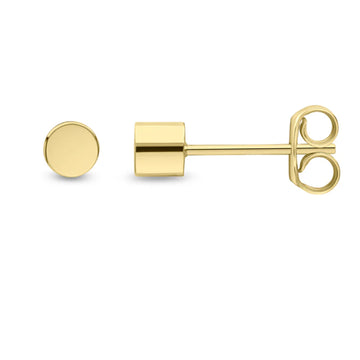 9ct Yellow Gold 4mm Cylinder Stud Earrings