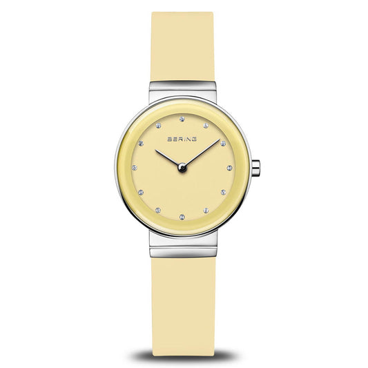 Bering Ladies Classic Soft Yellow Silicone Strap Watch 10129-600