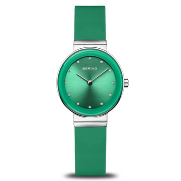 Bering Ladies Slim Classic Green Silicone Quartz Watch 10129-808
