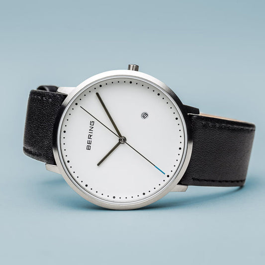 Bering Unisex Classic White Dial Black Strap Watch 11139-404