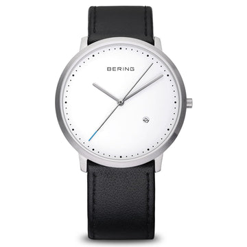 Bering Unisex Classic White Dial Black Strap Watch 11139-404