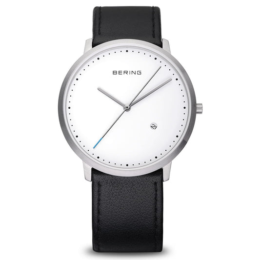 Bering Unisex Classic White Dial Black Strap Watch 11139-404