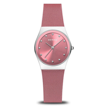 Bering Ladies Classic Pink Sunray Dial Milanese Mesh Bracelet Watch 12927-989