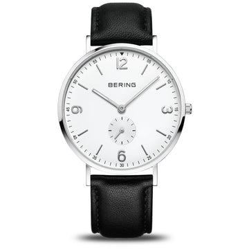 Bering Gents Classic White Dial Black Strap Quartz Watch 14040-404