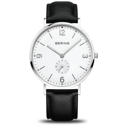 Bering Gents Classic White Dial Black Strap Quartz Watch 14040-404