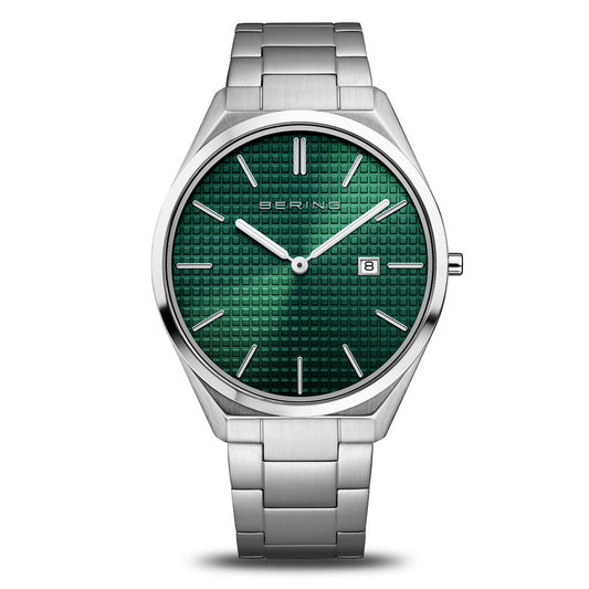 Bering Gents Ultra Slim Green Dial Quartz Watch 17240-708