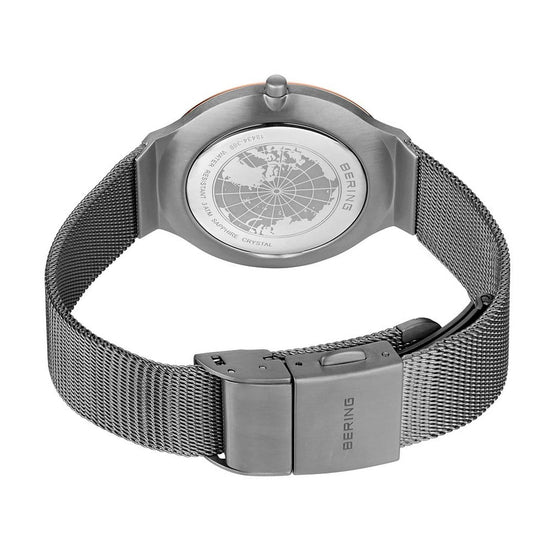 Bering Ladies Ultra Slim Grey Rose Gold Quartz Watch 18434-369