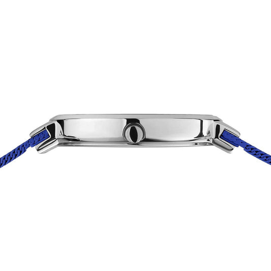 Bering Ladies Classic Blue Polished Silver Case Watch 19031-307