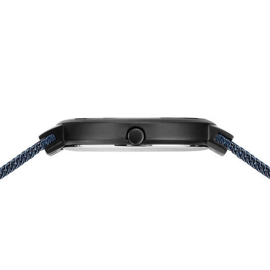 Bering Ladies Classic Mat Black Blue Dial Quartz Watch 19031-327