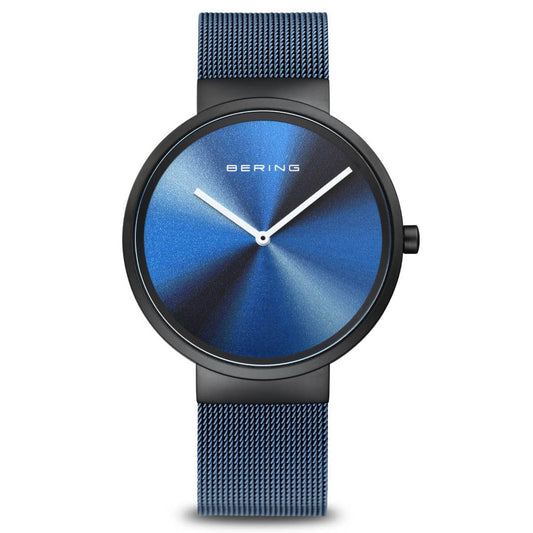 Bering Gents Matt Black Blue Dial Quartz Watch 19039-327