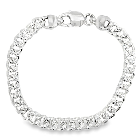 Silver Twist Curb 8In Bracelet