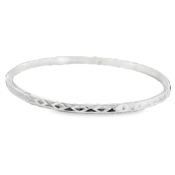 Silver Slave Bangle 65mm Diamond Cut Patterned