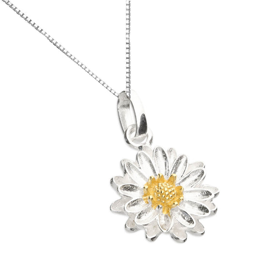 Sterling Silver & Gold Plated Aster Flower Pendant