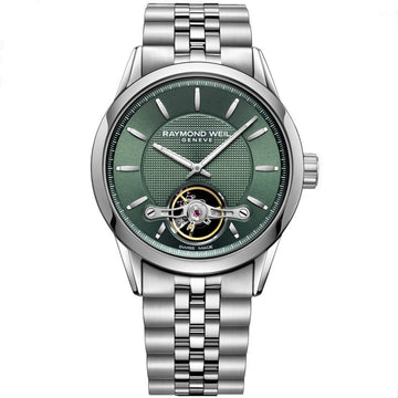 Raymond Weil Gents Freelancer Green Dial 100m Water Resistant Automatic Watch 2780-ST-52001