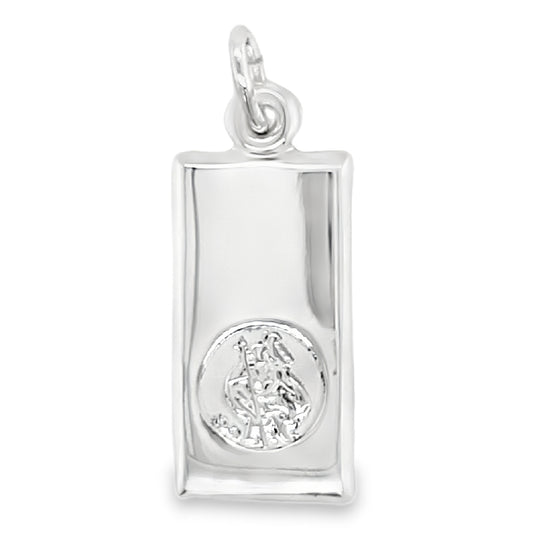 Silver 20X10mm St. Christopher Ingot Pendant