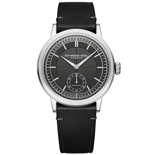 Raymond Weil Gents Millesime Anthracite Dial Black Strap Automatic Watch 2930-STC-60001