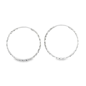 Silver 50mm Twist Hoop Earrings
