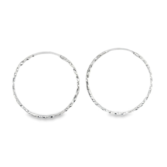 Silver 50mm Twist Hoop Earrings
