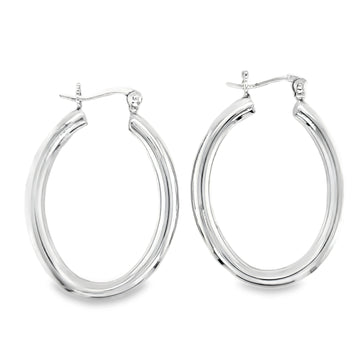 Silver 30 X 25mm Oval Creole Earrings