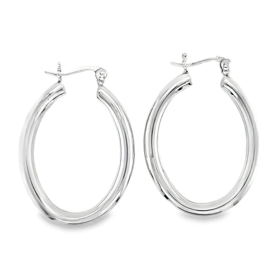 Silver 30 X 25mm Oval Creole Earrings