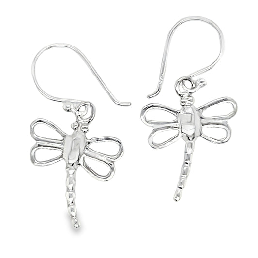 Silver Dragonfly Drop Earring