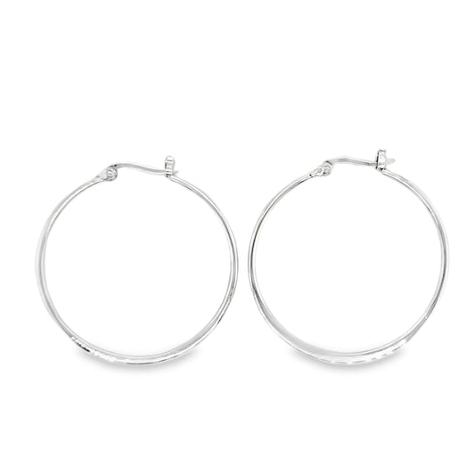Silver 40mm Plain Creole Hoop Earrings